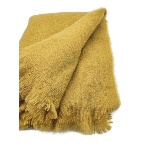 New Avoca The Mill Amber Yellow Mohair/Wool Throw Blanket 56X72 - Picture 4 of 4